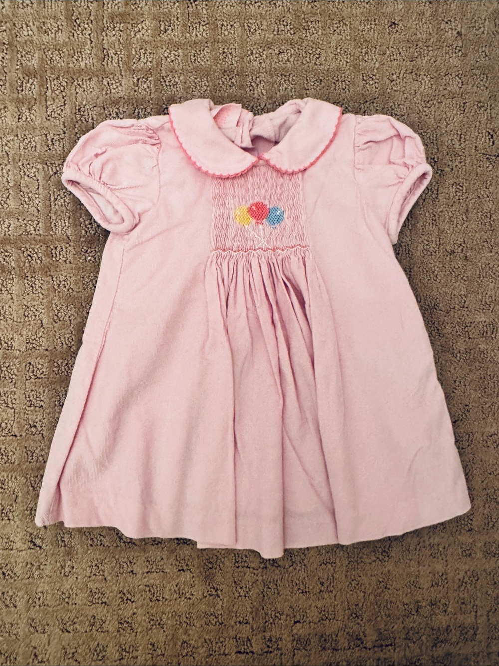 Petit Bebe Pink Smocked Balloon Birthday Dress